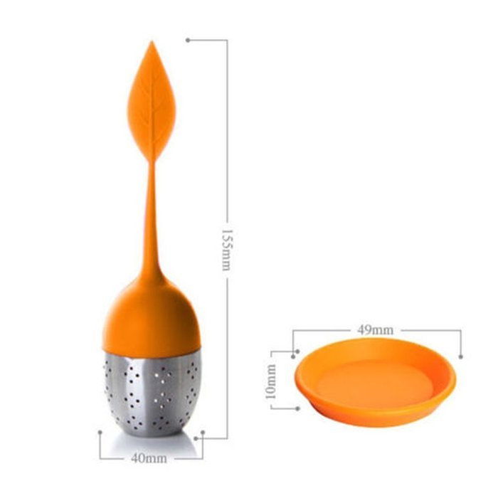 Silicone Tea Infuser Leaf Strainer Handle with with Drip Tray - Best for Loose Leaf or Herbal Tea (1, Blue) N5