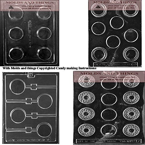 Plain Cookie (Oreo) Lollipop chocolate candy mold With &copy; Candy Making Instruction - set of 4