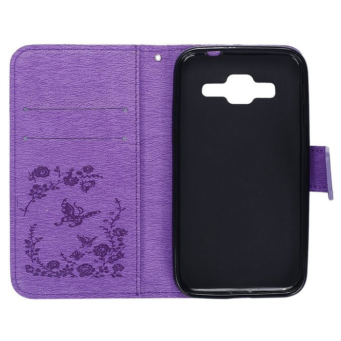 Galaxy Core Prime Wallet Case,PHEZEN Serect Garden Butterfly Flower Inlaid Shiny Glitter Diamond Pu Leather Flip... N31