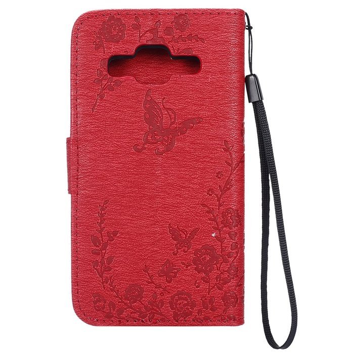 Galaxy Core Prime Wallet Case,PHEZEN Serect Garden Butterfly Flower Inlaid Shiny Glitter Diamond Pu Leather Flip... N32