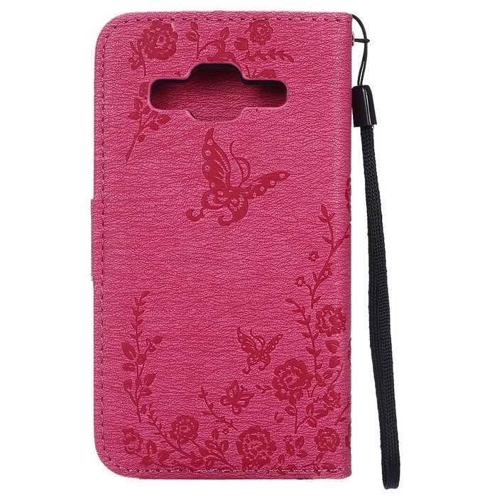 Galaxy Core Prime Wallet Case,PHEZEN Serect Garden Butterfly Flower Inlaid Shiny Glitter Diamond Pu Leather Flip... N35
