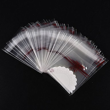 Y&XL&H 100 pcs Lace Bow Print Gifts Bags Christmas Cookie Packaging Self-adhesive Plastic Bags for Biscuits Candy... N5