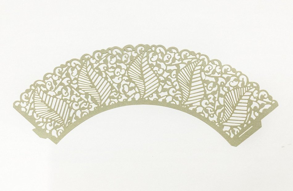 HUAL Cupcake Wrappers 50 Filigree Artistic Bake Cake Paper Cups Large leaves Lace Laser Cut Liner Baking Cup Muffin... N10