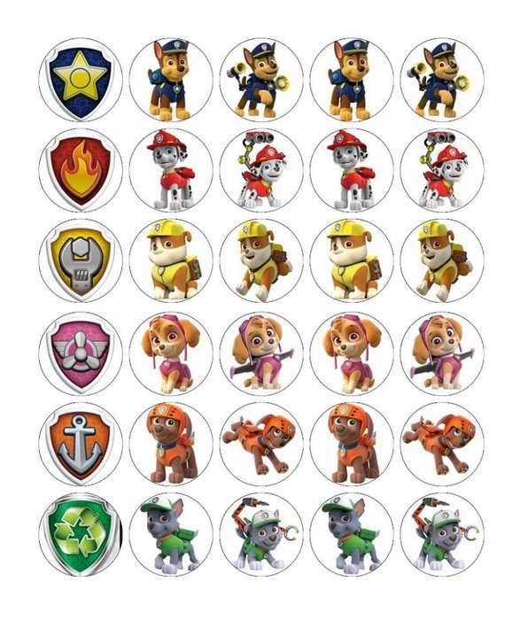 Paw Patrol Cupcake Toppers Edible Paper Wafer BUY 2 GET 3RD FREE
