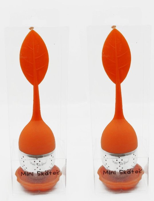 Mini Skater 2 PCS Tea Infuser Leaf Strainer Handle with Steel Ball Silicone Leaf Lid (Rose) N7