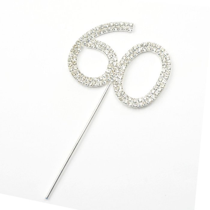 Cosmos &reg; Rhinestone Crystal Silver Number 50 Birthday 50th Anniversary Cake Topper N3