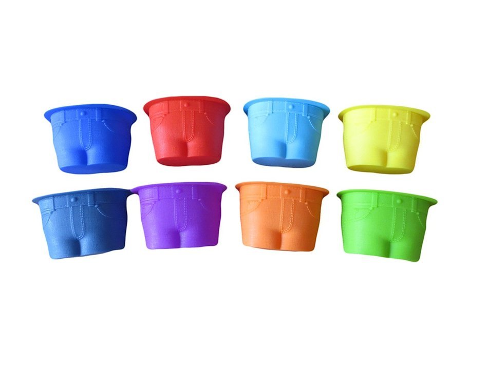 Win&Co The Muffin Family Silicone Baking Cups Set of 8 Jean Shaped Silicone Bake Cups Create a Hilarious "Muffin... N3