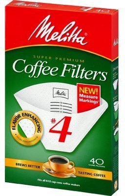 Melitta Cone Coffee Filters with Measure Markings No. 4 White 40 Count Pack of 2 (80 Filters Total)