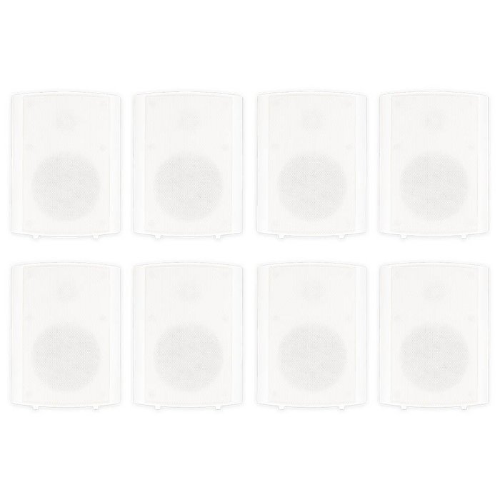Theater Solutions TS425ODW Indoor or Outdoor Speakers Weatherproof Mountable White 4 Pair Pack