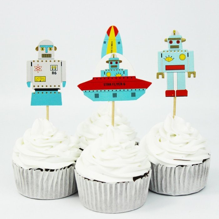 Winrase&reg; Pack of 24 Cute Air Robot Kids Party Decoration Paper Cupcake Toppers (Air Robot) N6