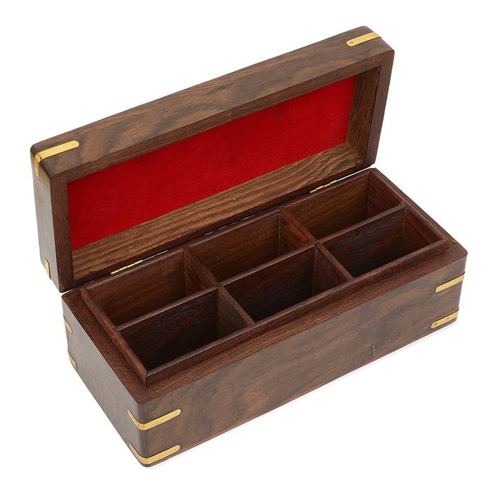 Rusticity Wood Tea Bag / Spice Storage Box with Lid and 9 pockets | Handmade | (9x6 in) N7
