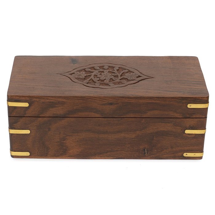 Rusticity Wood Tea Bag / Spice Storage Box with Lid and 9 pockets | Handmade | (9x6 in) N8
