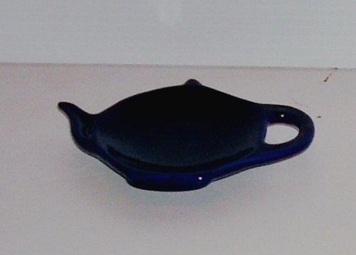 Blue Teapot Shaped Tea Bag Holder Tea Caddy