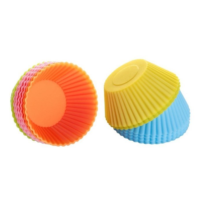 TuangShop Silicone Cup cake Tool Bakeware Baking Pastry 7CM 12pcs 6 Colors N8