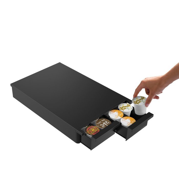 Mind Reader DBLTRY-BLK "Ledge" 28 Capacity Single Serve Coffee Pod Double Drawer, Black N5