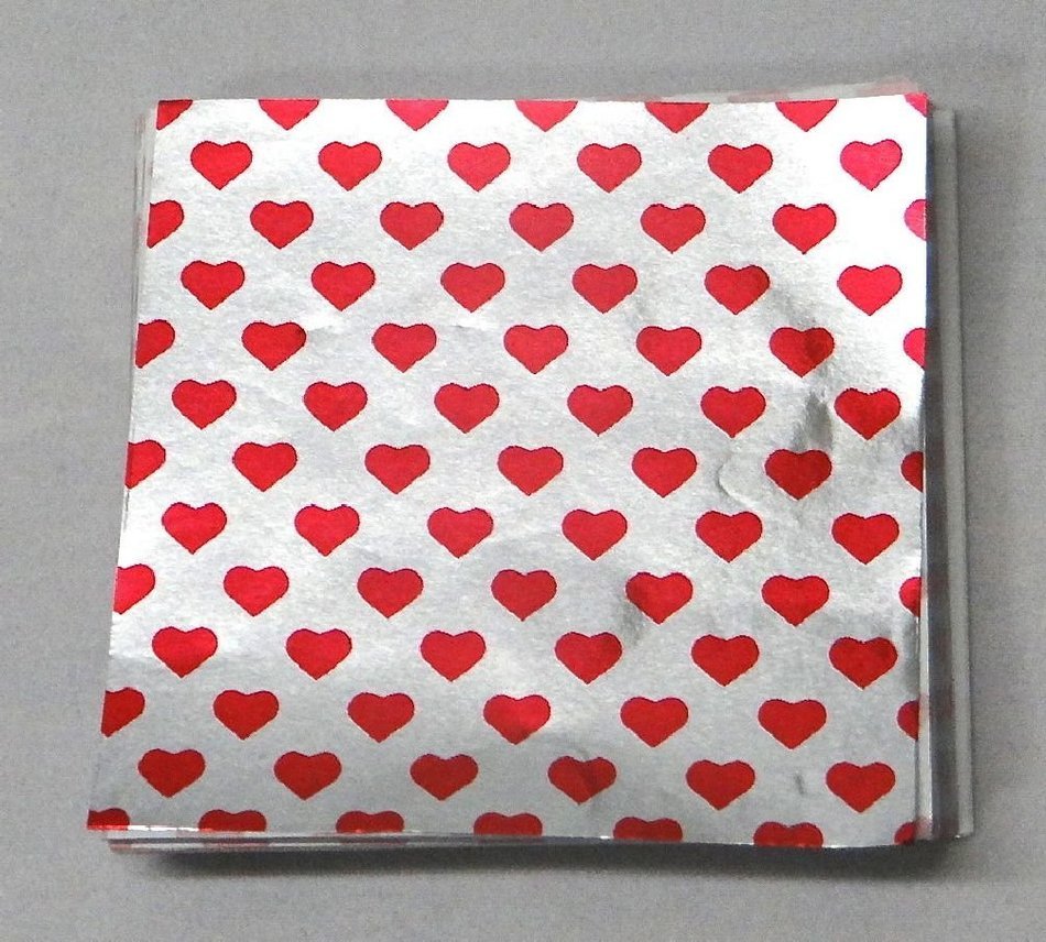 Valentines Heart Candy Foil Wrappers Confectionery Foil 500 count 3"x3" 6"x6"