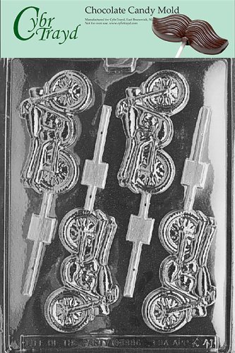 Cybrtrayd K041 Motorcycle Lolly Chocolate Candy Mold with Exclusive Cybrtrayd Copyrighted Chocolate Molding Instructions