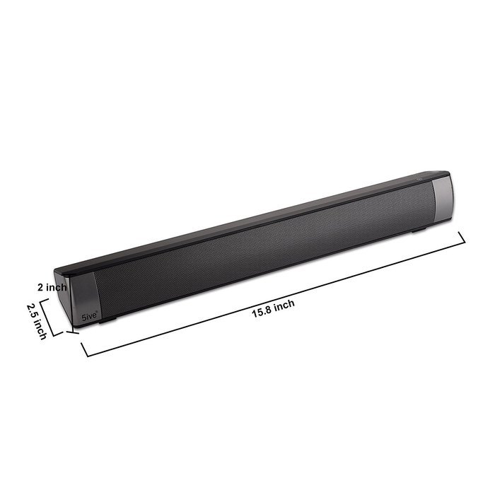 5ive IP Bluetooth Soundbar, 25W Wireless Bluetooth 3.0 Stereo Speaker, Black N5