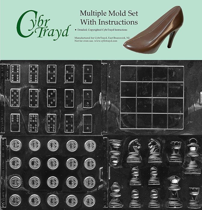 Cybrtrayd BUN-M033M034M035M036 4-Piece Board Game Chocolate Molds