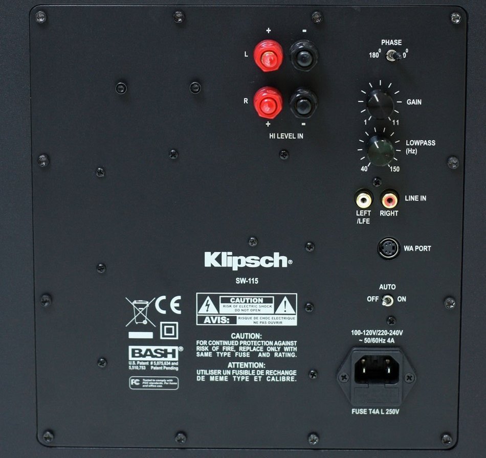 Klipsch R-115SW 15" Reference Series Powered 800 Watt Subwoofer + Klipsch WA-2 Wireless Subwoofer Kit N3