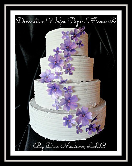 24 PURPLE Lavender Decorative Wafer Paper Flowers &copy; 3 Sizes 1" - 2" Cake Toppers