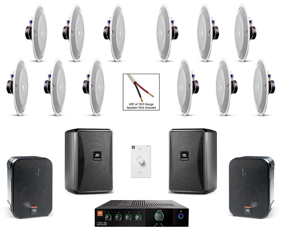 JBL 8138 In-Ceiling Loudspeaker Bundle with JBL CSMA 180 Mixer Amplifier and Accessories - Restaurant Sound System... N9