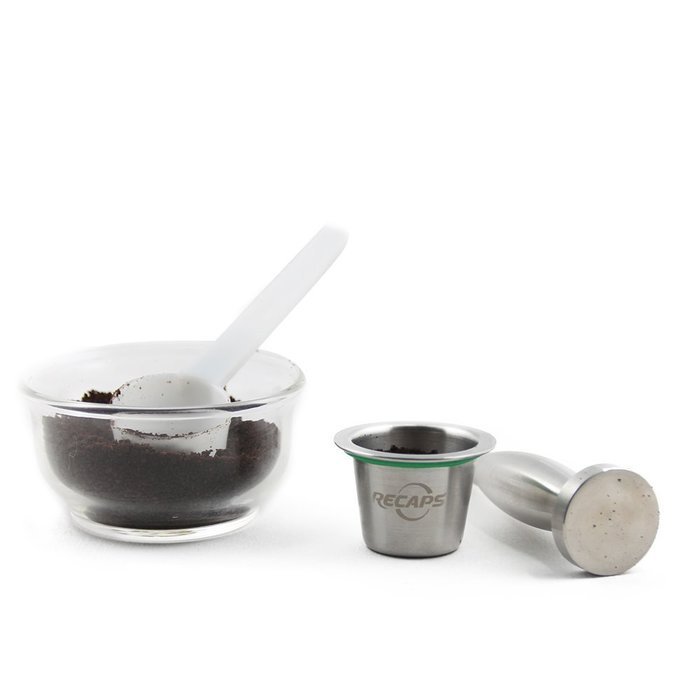 RECAPS Stainless Steel Refillable Nespresso Capsule Reusable Coffee Capsule1 + Stainless Steel Coffee Tamper1+... N7