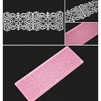 Sher FOUR-C Cake Lace Mat Sugar Art Silicone Mold Baking Supplies,Silicone Mat Fondant Cake Tools Color Pink N2