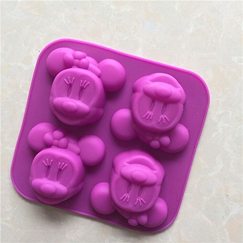 Longzang 4 Cavity Cartoon Silicone Mold for Cake Chocolate Soap Ice Tray Muffin, Panna Cotta, Pudding, Jello Shot N3