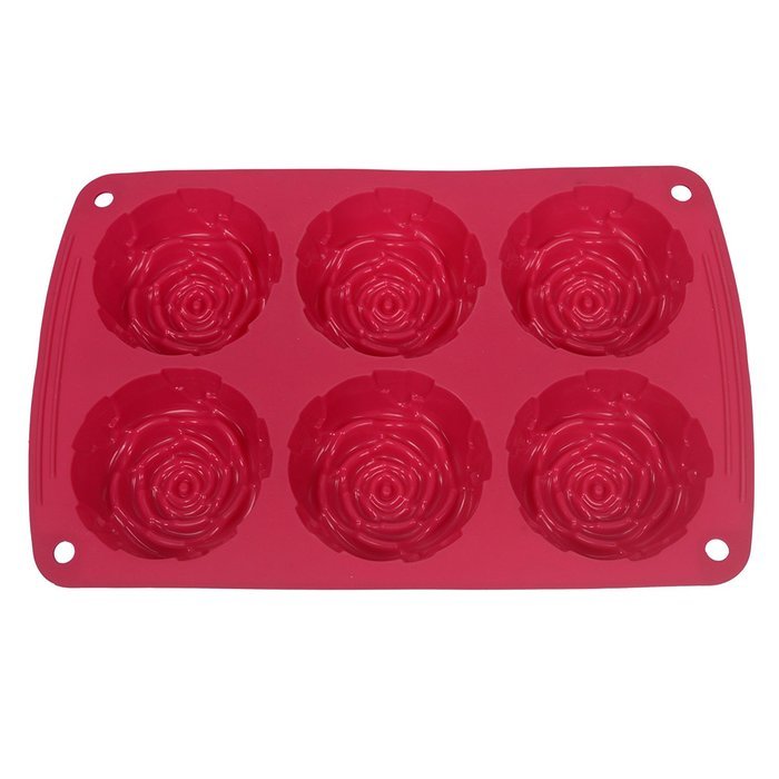 Webake 6-Cavity Rose Shape Silicone Cake Mold, Soap Mold, Bundt Cake Mold (Purple, 1pcs) N10