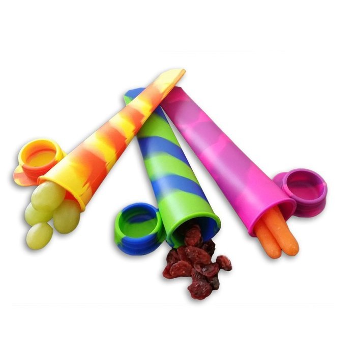 Silicone Popsicle Molds & Snack Holder. Ice Pop Maker Forget About Leaks & Messy Bags! They Fit in Lunchboxes,... N2
