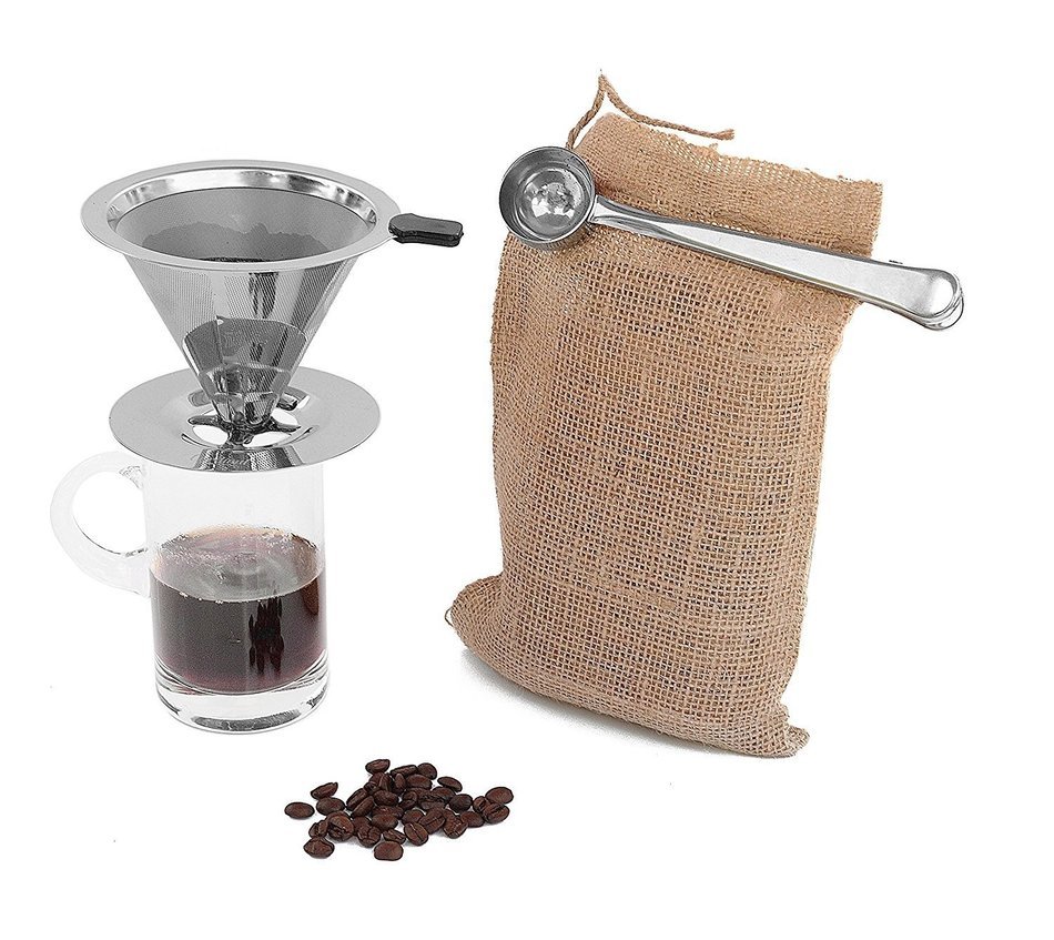 YKSH Stainless Steel Pour Over Coffee Dripper, Reusable Paperless Coffee Filter, Portable Coffee Brewer with Cup... N8