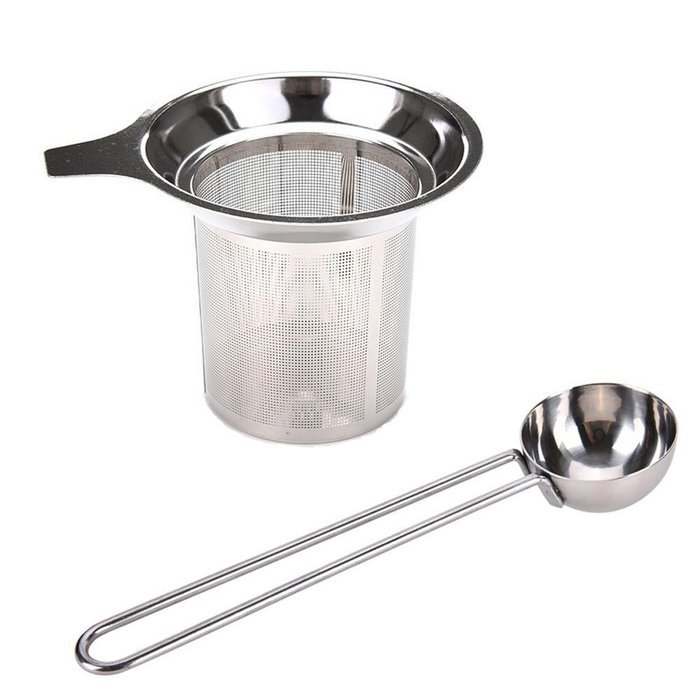 1 Pcs Stainless Steel Mesh Tea Infuser Reusable Strainer Loose Tea Leaf Spice Filter with 1 Pcs Coffee Bean Measuring... N5