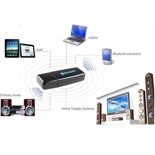 AGPtek&reg; USB Bluetooth Audio Music Receiver Adapter (black) with 3.5mm Stereo Output for Speakers and Entertainment... N2