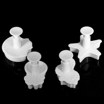 Wilten 4 Sea Shell Animal Fondant Cake Bread Decorating Sugarcraft Mold Cookie Plunger Cutters Mould DIY Tools N7