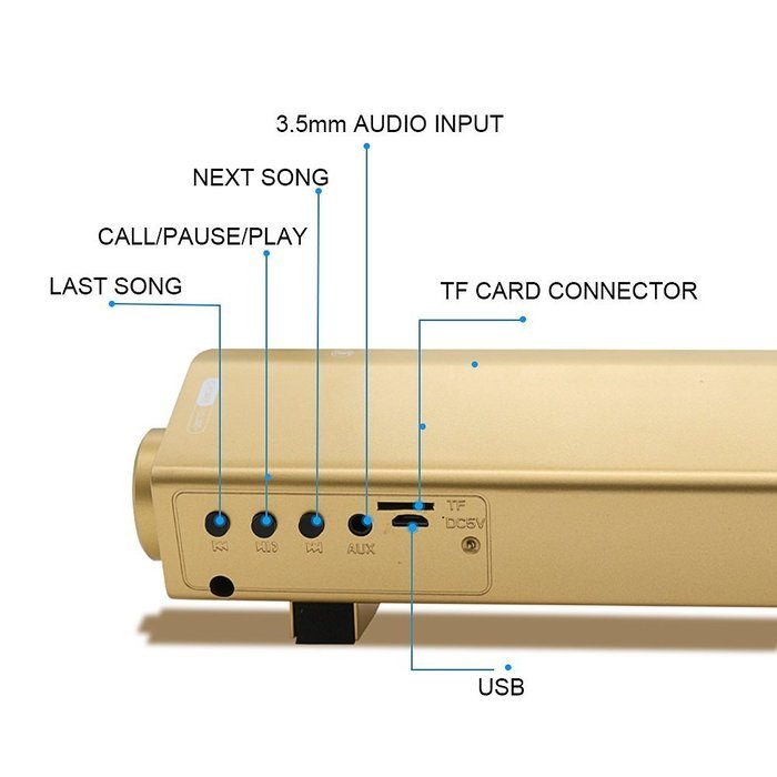 Jumphigh Sound Bar Wireless Subwoofer 3.0 Bluetooth Speaker 10W (2&times;5W) Small TV Soundbar Bluetooth Receiver Stereo... N6