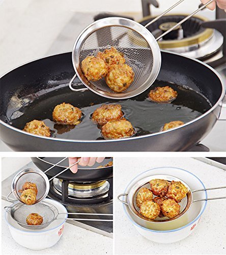 Teanfa Stainless Steel Fine Tea Mesh Strainer Colander Sieve with Handle for Kitchen Food Rice Vegetable N4