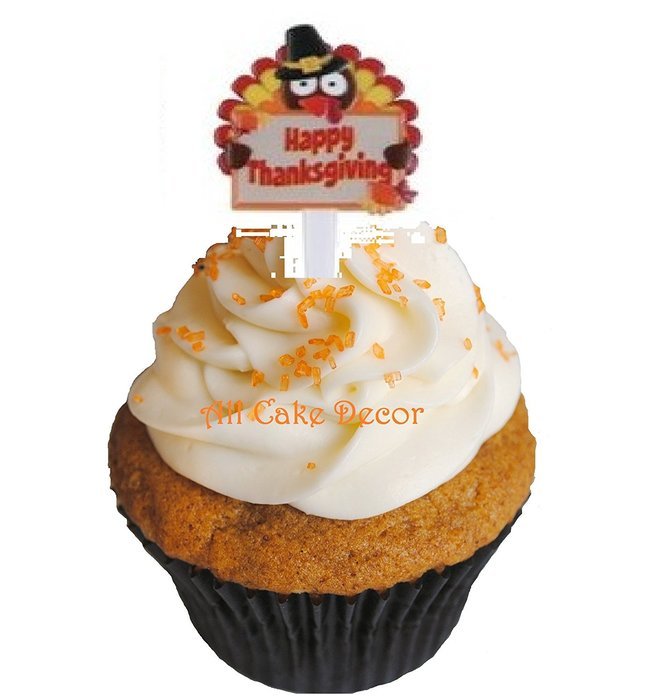 Thanksgiving - Happy Thanksgiving Cupcake Picks Set of 12