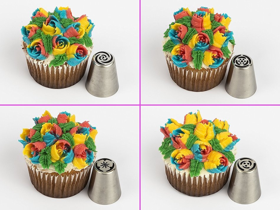 112 Piece Russian Piping Tips Complete Set | 60 Stainless Steel Frosting Tips | 50 Large Disposable Piping Bags... N4