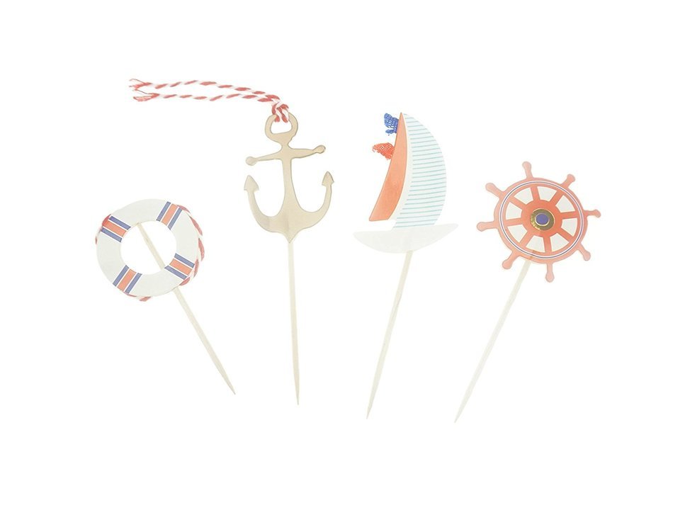 Bilipala 24Pcs Nautical Theme Cupcake Toppers Food Fruit Picks for Decoration N7