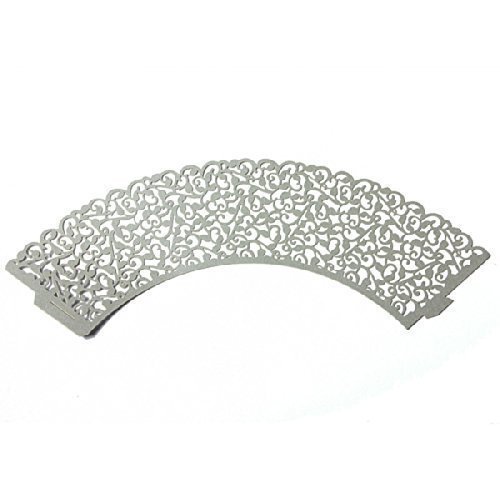 Sorive &reg; Pack of 100ps Grey Filigree Little Vine Lace Laser Cut Cupcake Wrapper Liner Baking Cup Muffin Case Trays... N2