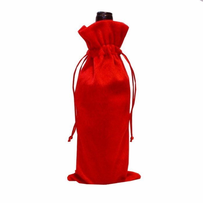 D-Foxes 10PC Santa Claus Christmas Drawstring Red Wine Bottle Cover Bags Dinner Party Table Decor Xmas Gift N9