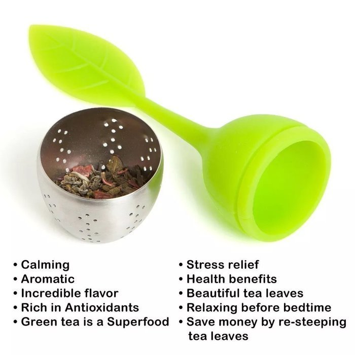 Smartlife15 2PCS Silicone Stainless Steel Tea Infuser Loose Leaf Strainer Steeper Herbal Brewer Handle with Steel... N4