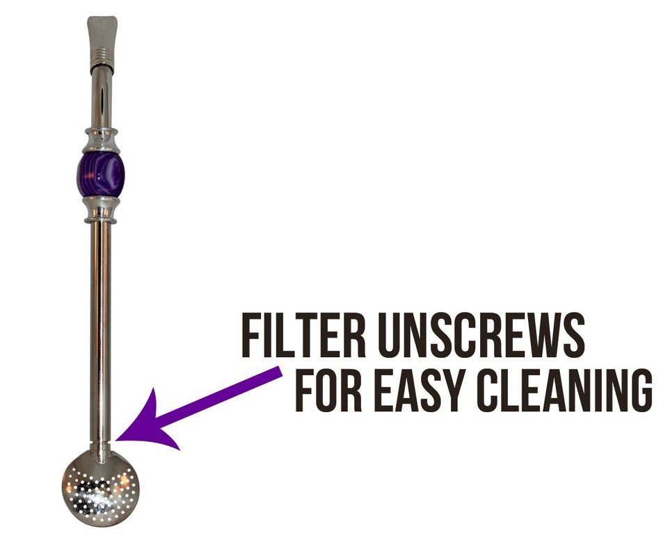 Easy Clean Yerba Mate Bombilla for Gourd Drinking Straw with Cleaning Brush and Removable Filter Head N24