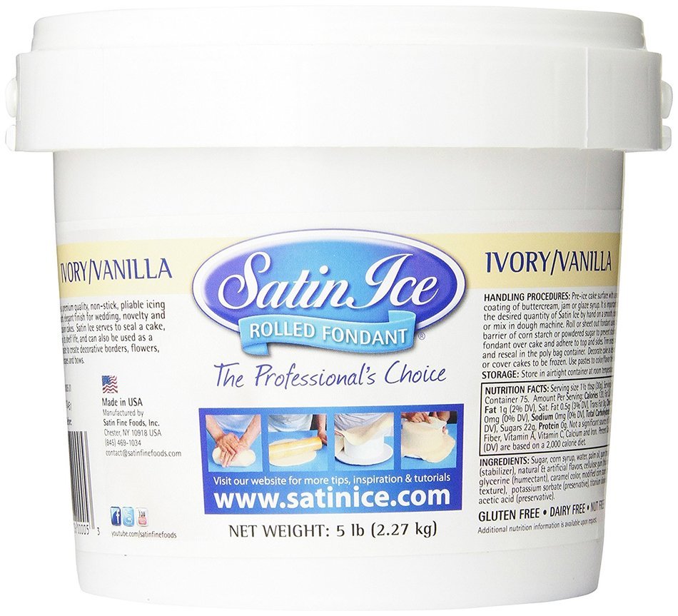 Satin Ice Black/Vanilla Rolled Fondant, 5 lb Tub N4
