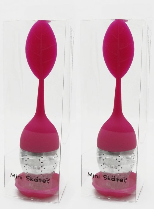Mini Skater 2 PCS Tea Infuser Leaf Strainer Handle with Steel Ball Silicone Leaf Lid (Rose) N8