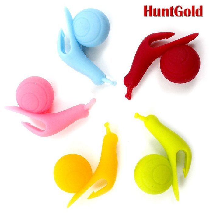 HuntGold 5Pcs Snail Shape Silicone Tea Bag Holder Cup Candy Colors Gift Set Tea Makers N7