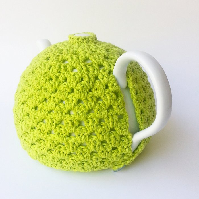 Crochet Tea Pot Cozy Green Cotton N2