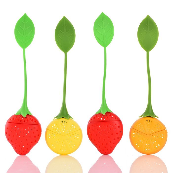 Tea Bag Infuser-Senbowe&trade; 4 Pack Colorful Strawberry & Lemon Genuine Premium Silicone Reusable Tea Ball Infuser... N2