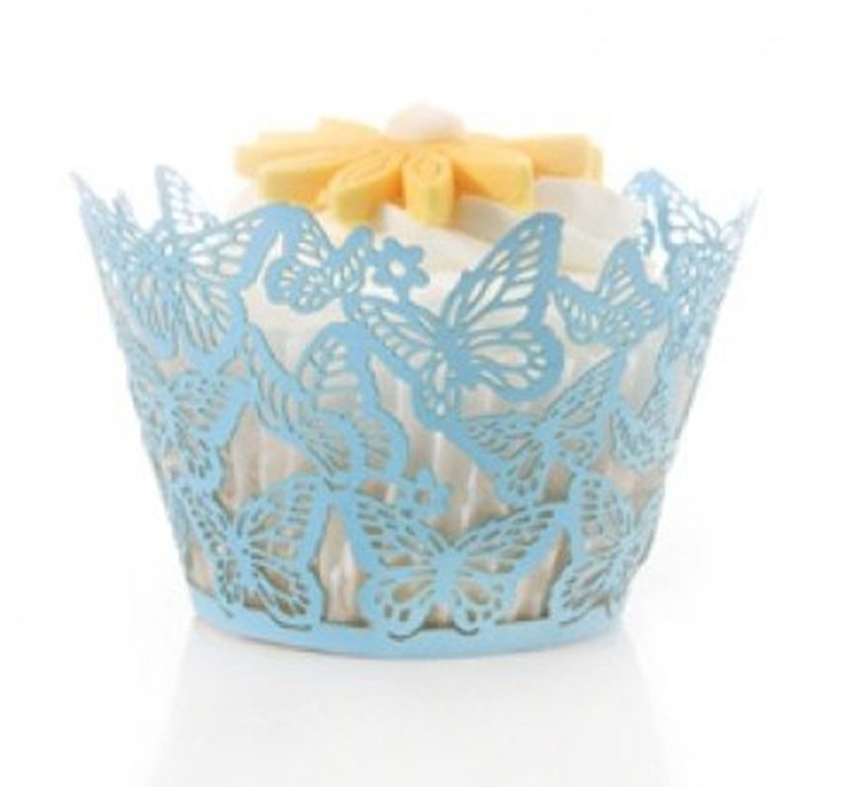 Derker 50 Pcs Laser Cut Cupcake Collars Butterfly Cupcake Wrappers Wraps Wedding Birthday Baby Shower Party Cupcake... N9